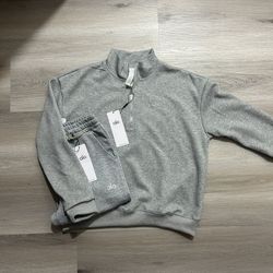 Alo Grey Quarter Zip Set Size m 