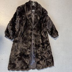 Women's Olympic Limited Inc Faux Fur Black Coat Full Length Size Large