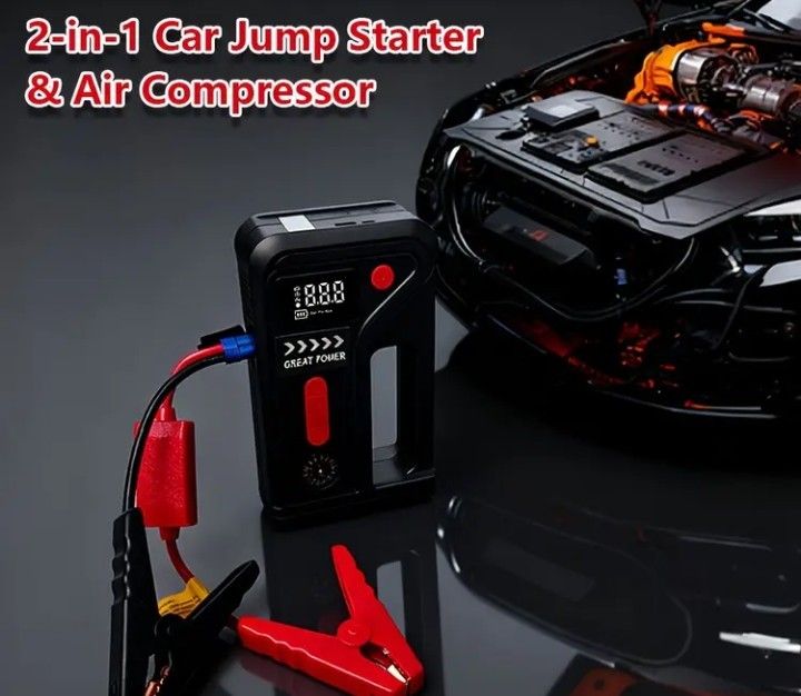 PORTABLE CORDLESS BATTERY JUMP STARTER AND AIR COMPRESSOR