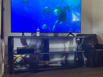 3 tier black glass entertainment center
