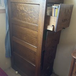 Wooden Antique File Cabinet 4 Drawers