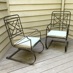 Pair of Mid Century Chippendale Steel Bouncer Chairs