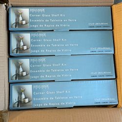 Corner Glass Shelf Kit Set (4 Shelves per Box) – New – 4 Boxes Available