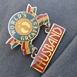 Hang Ten World's Greatest Husband lapel pin [1980s]