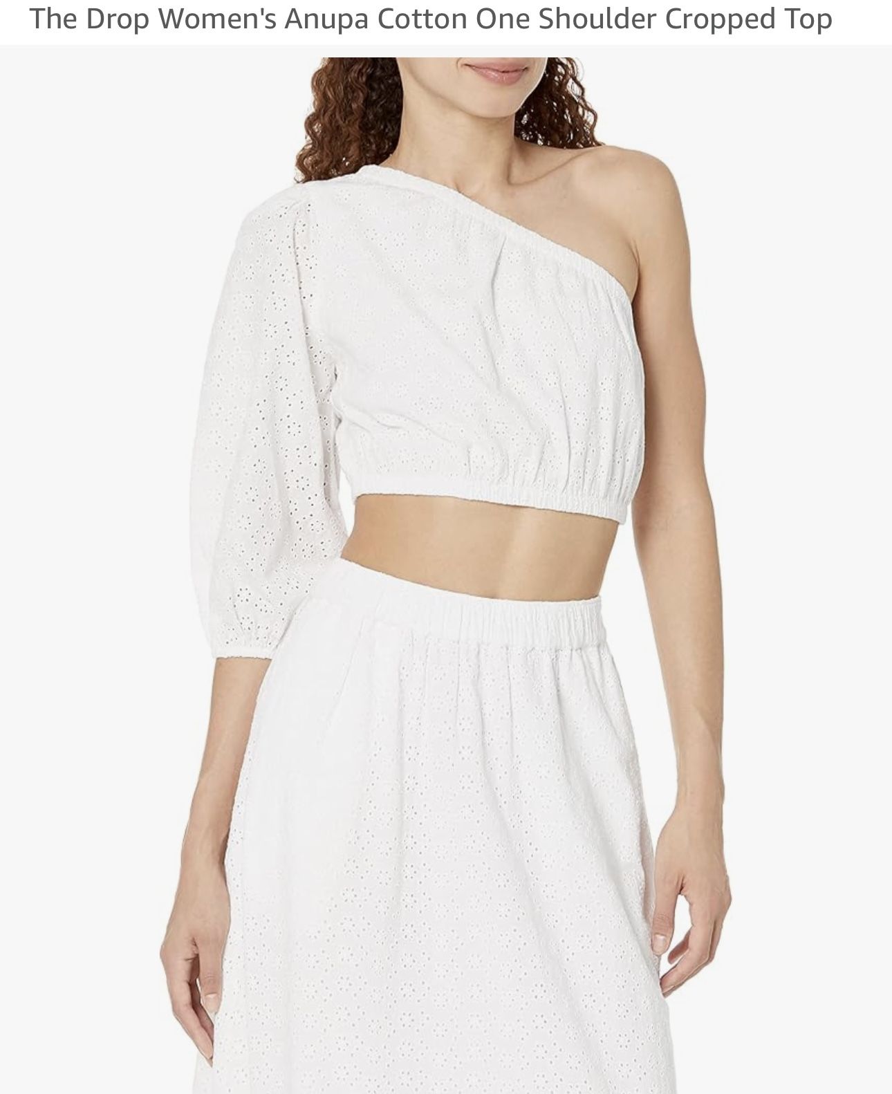 NWT The Drop One Shoulder White Eyelet Cropped Top, Size XXL