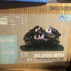 New Barton Vent-Free Natural Gas Log Set 18inch 30000 BTU