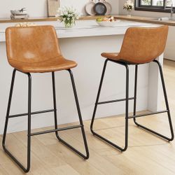 2 Faux Leather Bar Chairs
