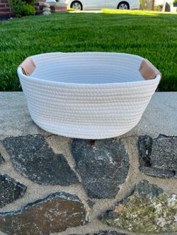 White Woven Cotton Storage Basket