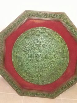 Sun Calenda Mayan Malachite Turquoise Plaque