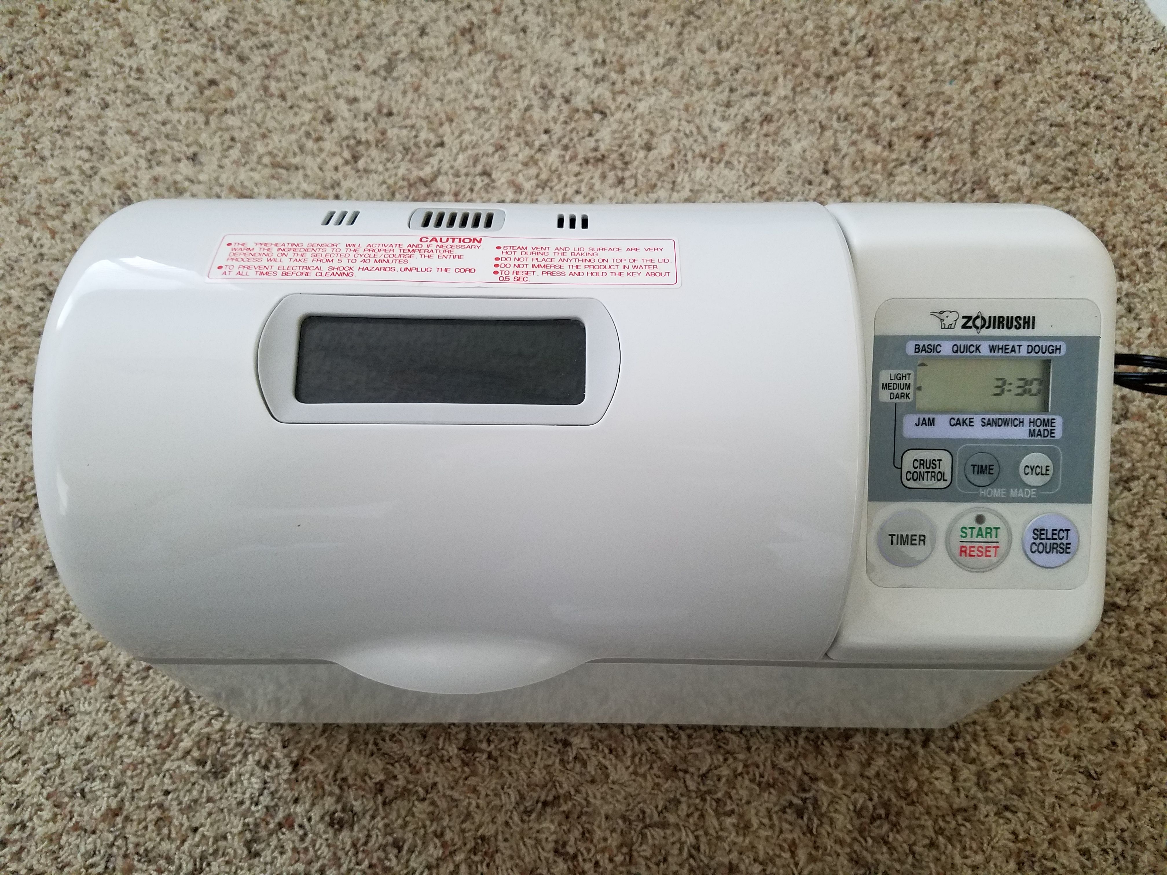 Zojirushi bread maker bbc-v20