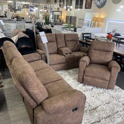 Brown Sofa Loveseat , Reclining Chair Also Available 