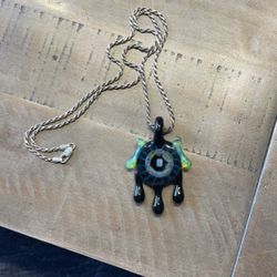 Drippy Pendant With Opal Gem & Silver .925 Rope Chain