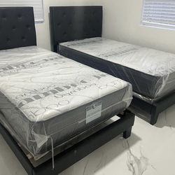 NEW MATTRESS TWIN SIZE PLUSH WITH BOX SPRING