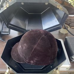 Velvet horse equestrian helmet With Case
