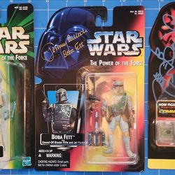 Half off resale value Autographed Vintage Star Wars Action Figures (Boba Fett, Greedo, Darth Maul) - NIP