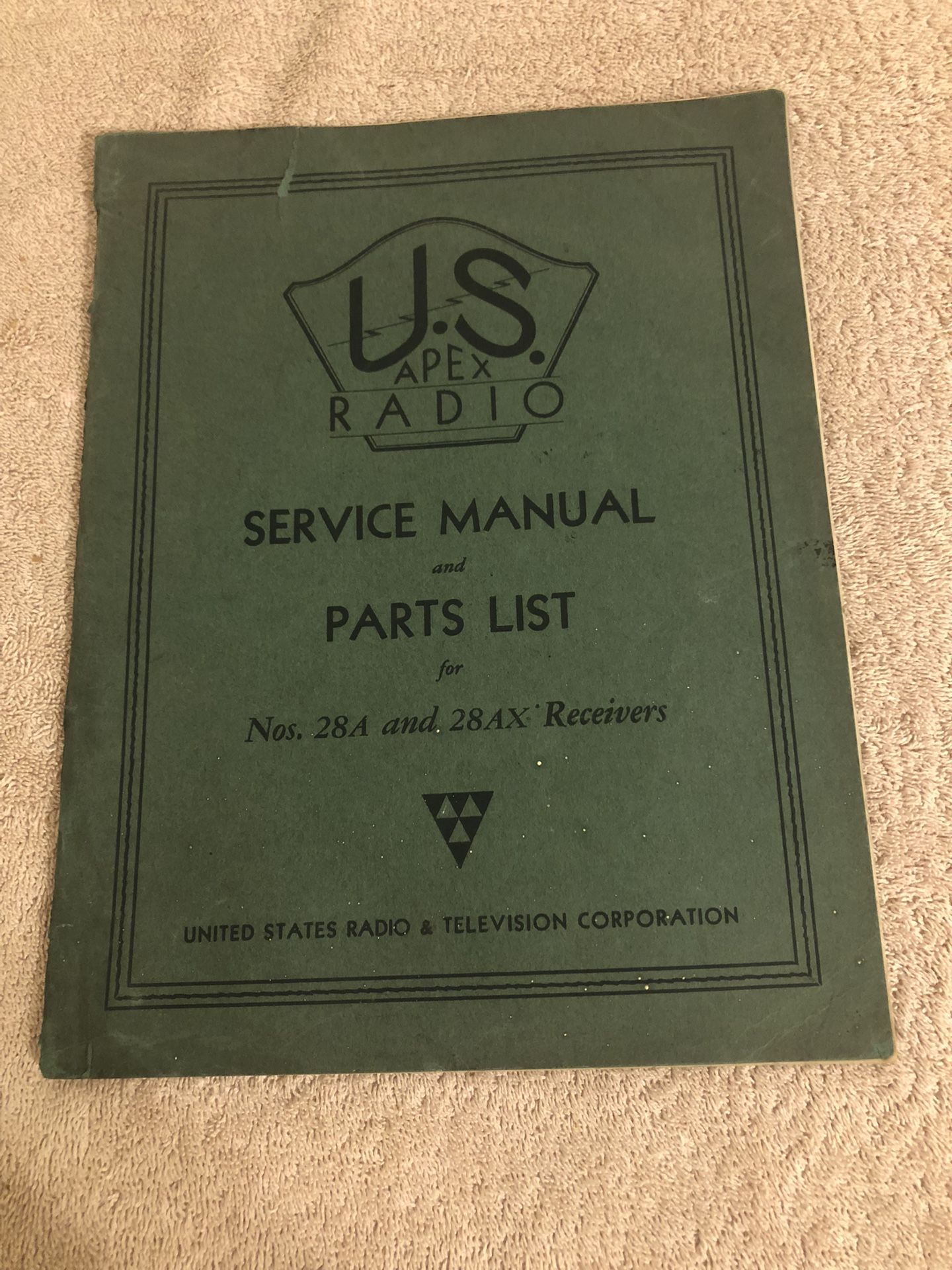 Vintage 1930 US Apex Radio Service Manual & Parts List 28A & 28AX Receivers