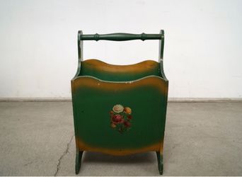Antique Hand Painted Magazine Rack / Umbrella Stand