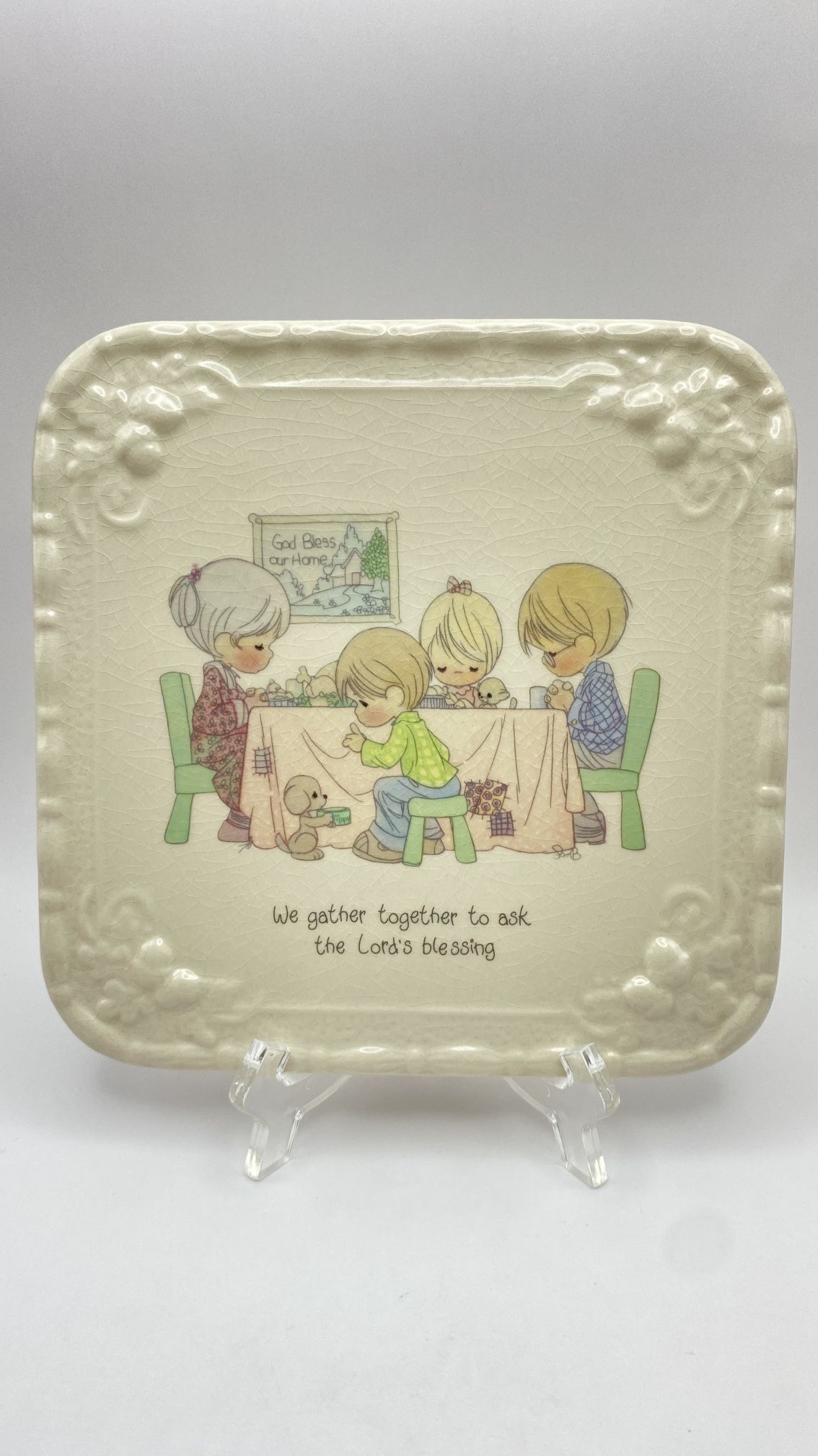 Precious Moments Plate/Trivet “The Lord’s blessing” Square Decorative 7-3/4” Square