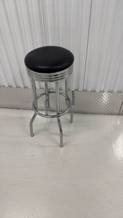 30” Contemporary Black Cushion & Polished Chrome  barstool