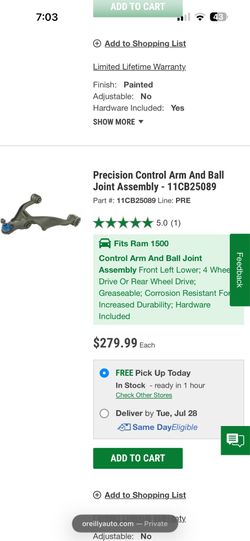 Precision Control Arm and Ball Assembly