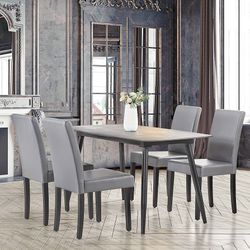 Dining Chairs High Back Padded Wood Rubber Wood Legs Faux Leather, water Resistant. Kitchen Chairs for Home, Restaurants. Gray