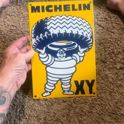 Michelin XY Station Porcelain 8x12 Heavy Sign Like New