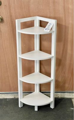 NEW 39” White 4 Tier Wood CORNER BOOKSHELF Display Stand