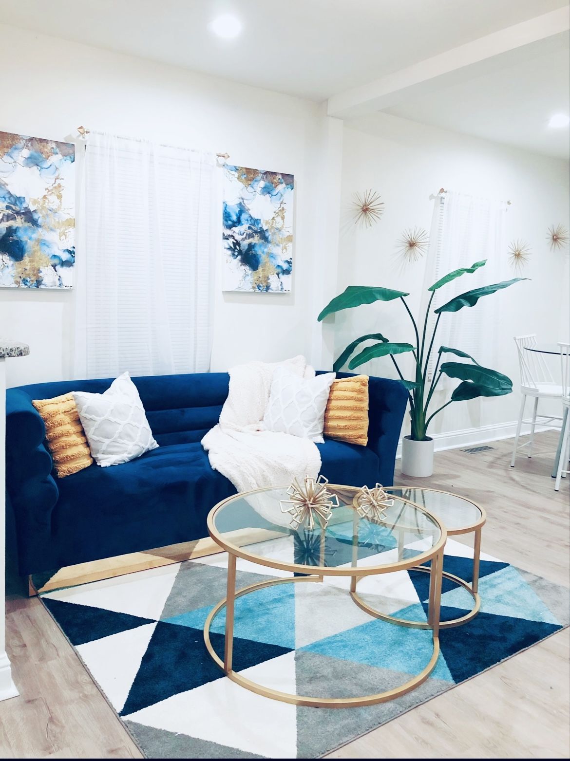 Sofa and Coffee Tables w/ Center Piece Decor
