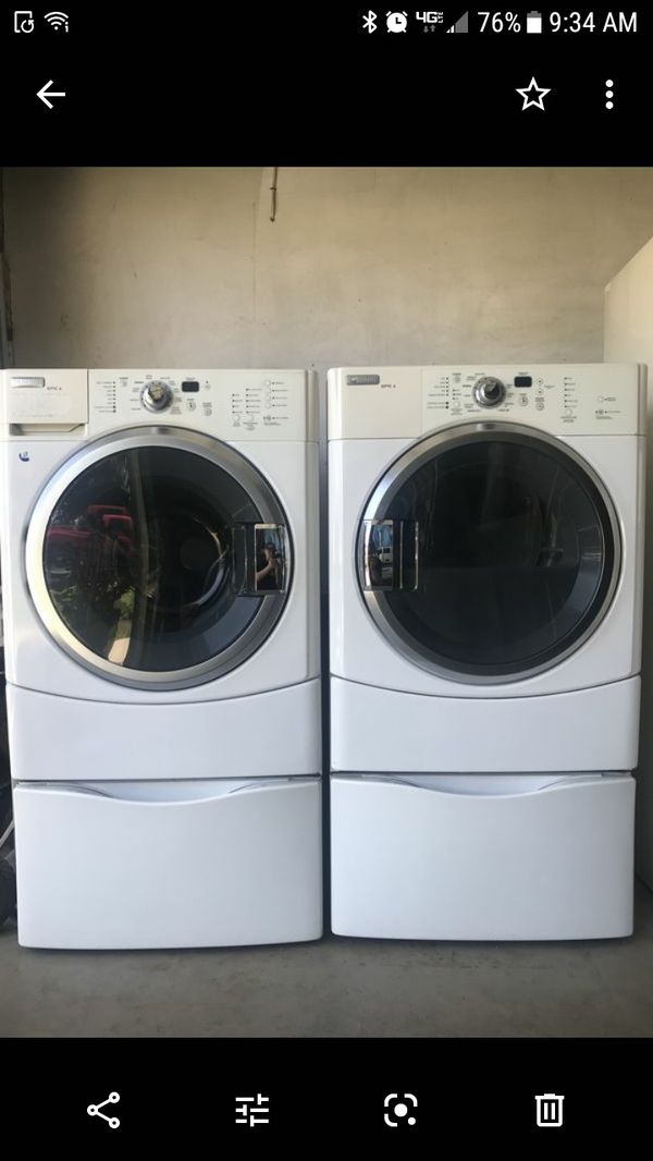 Maytag Epic Z washer and dryer front loader with pedestals for Sale in