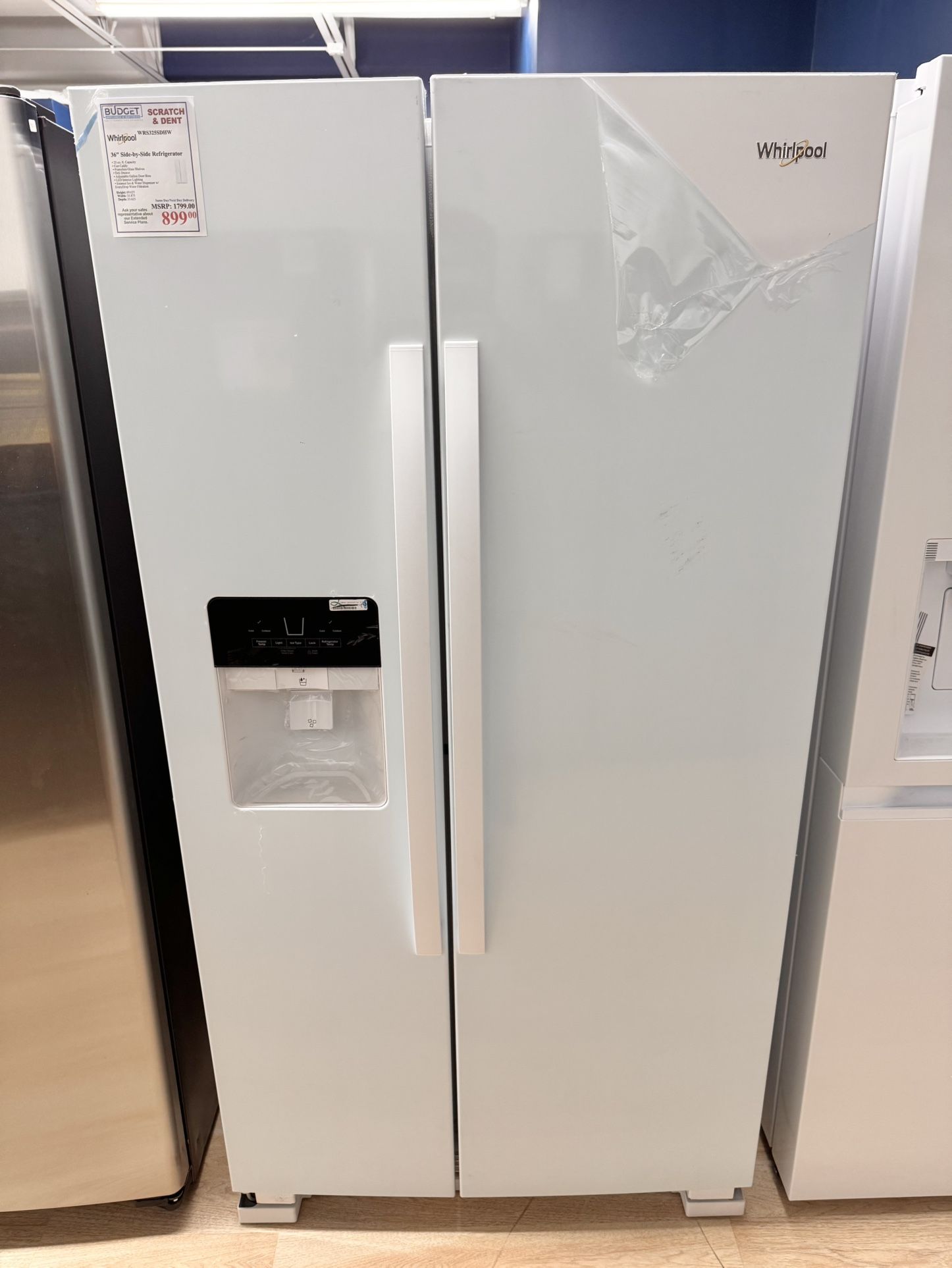 New Whirlpool 36" Side-by-Side Refrigerator WRS325SDHW