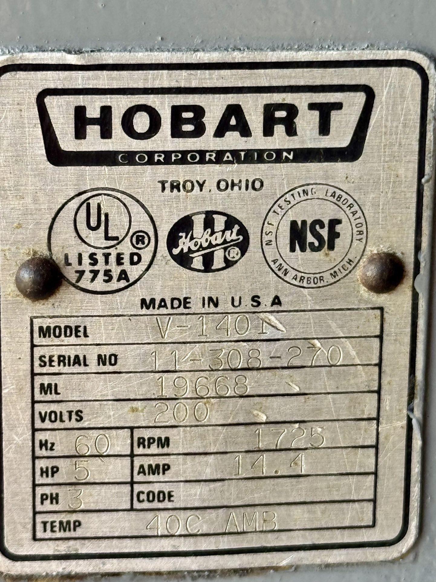 USED HOBART MIXER V1401