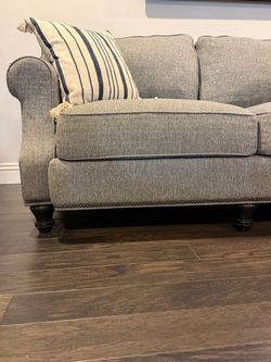 Oversized Jerome’s Jamestown Collection pair of sofa couches in Dark Gray