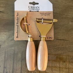 2 PACK URBAN CUPBOARD BEECHWOOD PEELER SET VEGETABLE FRUIT 