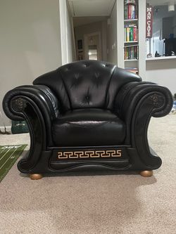 Black Apolo Arm chair Italian Leather