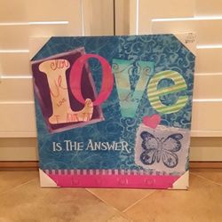 Love is the Answer Canvas Art Butterfly Scrapbook look Brand New Ross