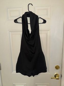Black Satin Halter Romper