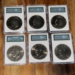 Lot Of 6 Eisenhower Bicentennial SILVER DOLLAR GREAT SELECTION With Few RARE ONES And UNBEATABLE PRICE! 