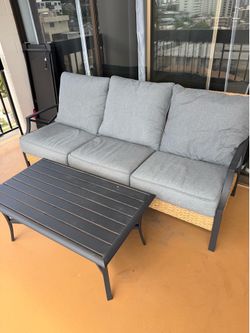Style Selections Kenwood 2 -Piece Wicker Patio Sofa Conversation Set with Gray Cushions