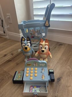 Bluey Shopping cart, cash register and characters