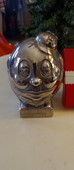Vintage Silver Plated Humpty Dumpty Piggy Bank