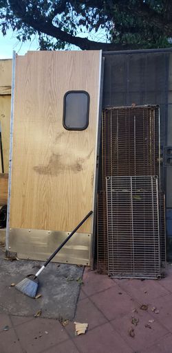 Couple of restaurant equipment doors and table stands