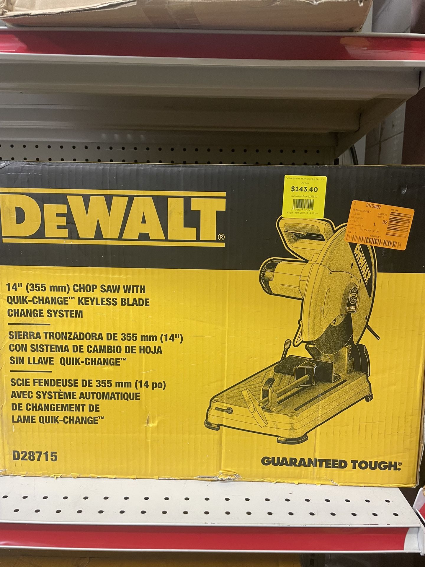 DeWalt D28715 15 Amp Corded 14 in. Cut -Off Saw