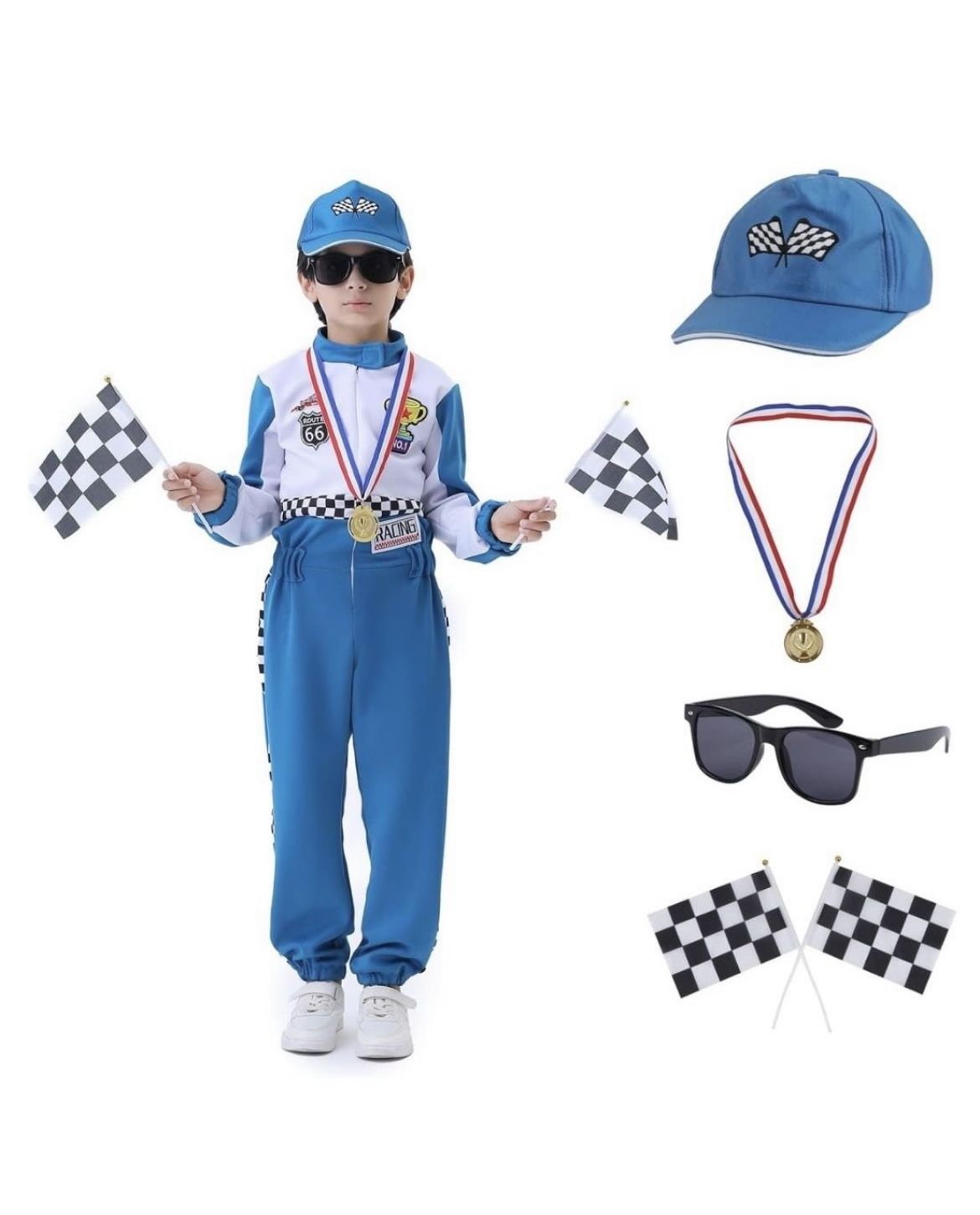 Kids Racing Suit Costume Toddler and Boys Race Car Driver Jumpsuit, Dress Up & Pretend Play, Ages 3-12 Unisex 🆕✅BRAND NEW