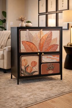 Custom Iron Accent Cabinet – Brand New, Artistic Design, Never Used