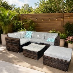 6pc Outdoor Patio Sectional Couch Set 