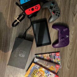 Nintendo Switch - Used Twice, With Games & Extra Controllers