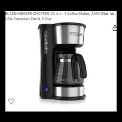 Black + Dexker 4 in 1 Coffe Maker 5 cup Comes with coffee mug and lid  Amazon’s Price:  $60 Our Price: $35  New in Box Pick up Imperial, Missouri All 