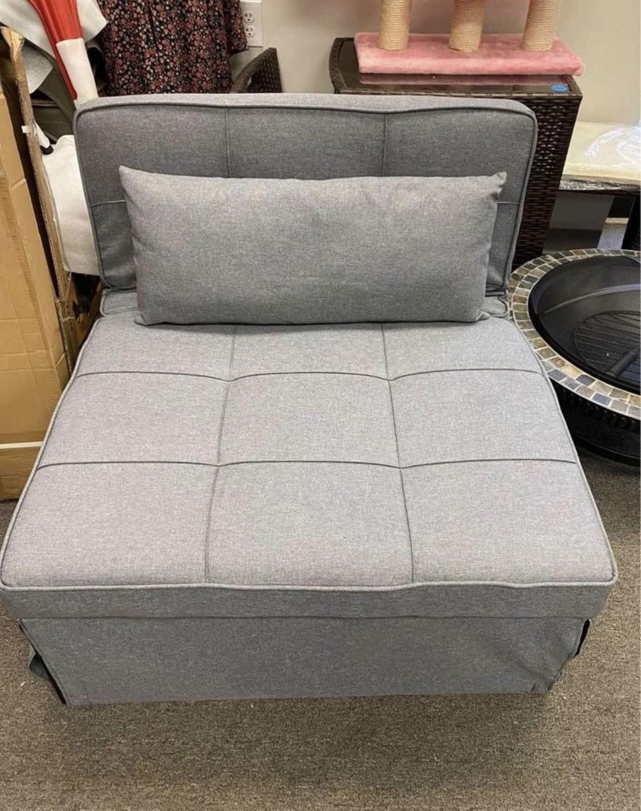 4 in 1 Sofa Bed, Gray/Light Blue Sleeper Chair Bed Multi-Function Folding Convertible Couch Chair Ottoman