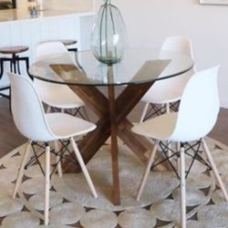 Dining Table "Simon Java" with Tempered Glass Top