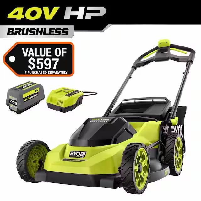 RYOBI 40V HP Brushless 20 in. Cordless Battery Walk Behind Push Mower with 6.0 Ah Battery and Charger